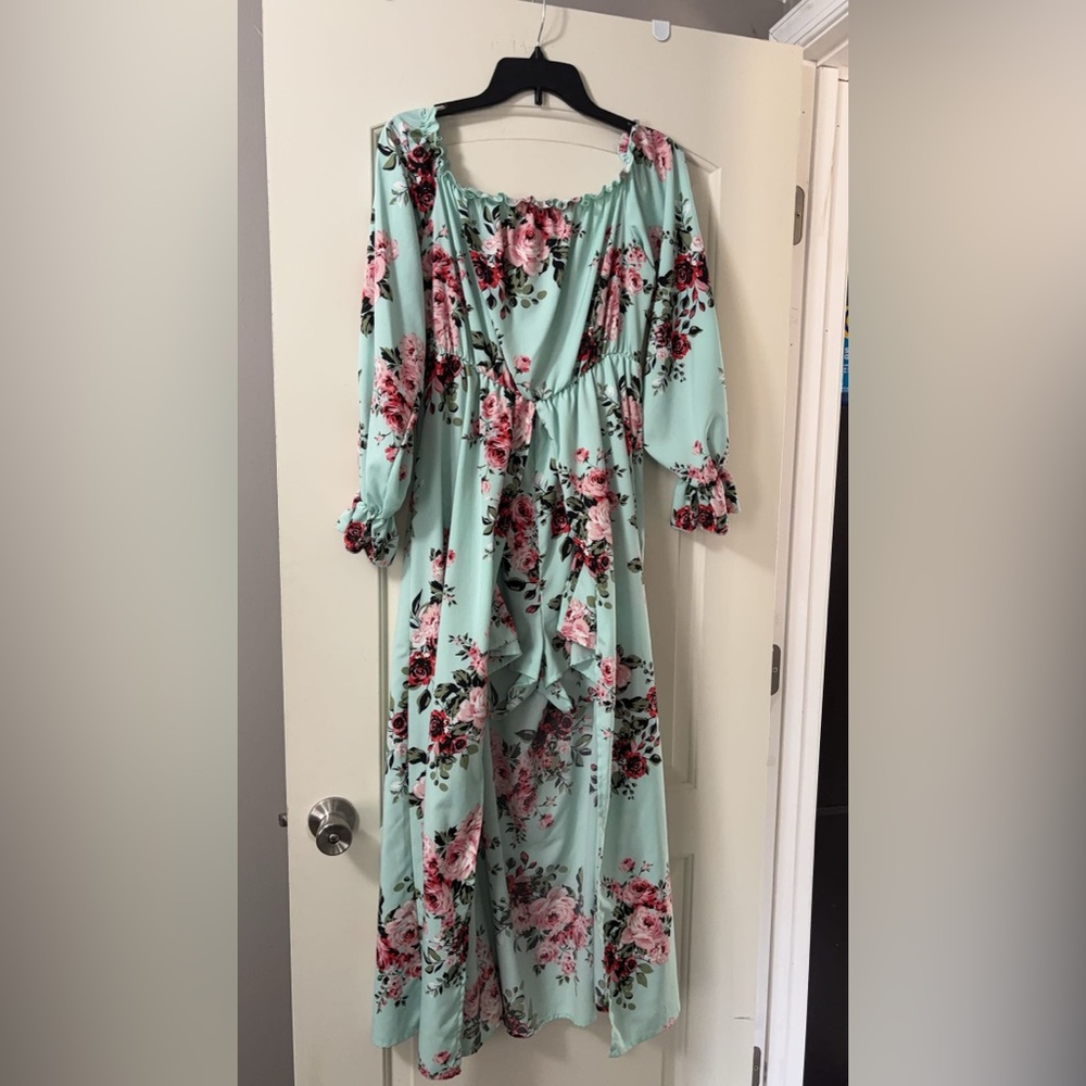Floral romper dress - Mint Green
